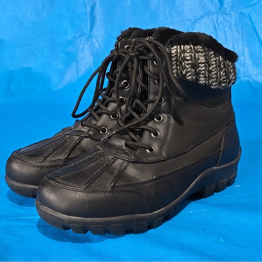 Denver Hayes Ladies Black Lace-Up Winter Boots sz 9